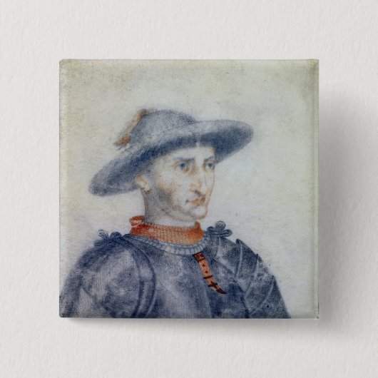 Portret van de hertog Rene I van Anjou Vierkante Button 5,1 Cm (Voorkant)
