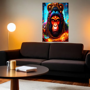 Portret van de hindoeïstische Hanuman   AI Art. Poster