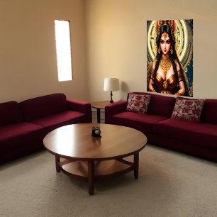 Portret van de Hindu Goddess Lakshmi AI Art. Poster