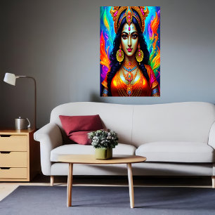 Portret van de Hindu Goddess Mariamman AI Art. Poster
