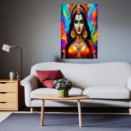 Portret van de Hindu Goddess Mariamman | AI Art. Poster