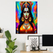 Portret van de Hindu Goddess Mariamman | AI Art. Poster (Thuiskantoor)