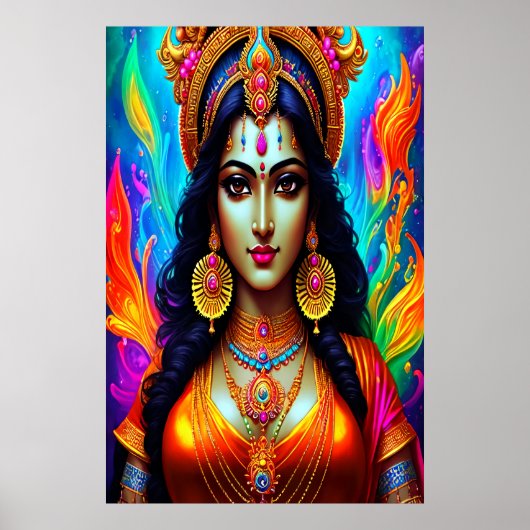 Portret van de Hindu Goddess Mariamman | AI Art. Poster (Voorkant)