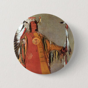 Portret van de Indiaanse hoofdman Mato-Tope door G Ronde Button 5,7 Cm