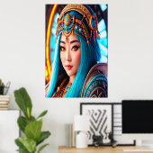 Portret van de Inuit Goddess Pinga | AI Art. Poster (Thuiskantoor)