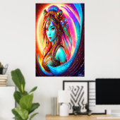 Portret van de Inuit Goddess Sedna | AI Art. Poster (Thuiskantoor)