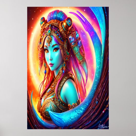 Portret van de Inuit Goddess Sedna | AI Art. Poster (Voorkant)