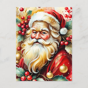 Portret van de kerstman feestdagenkaart
