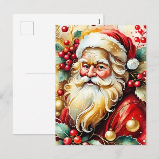 Portret van de kerstman feestdagenkaart (Voorkant / Achterkant)