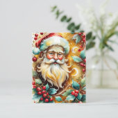 Portret van de kerstman feestdagenkaart (Staand voorkant)