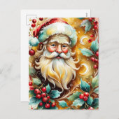 Portret van de kerstman feestdagenkaart (Voorkant / Achterkant)