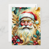 Portret van de kerstman feestdagenkaart (Voorkant / Achterkant)