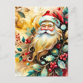 Portret van de kerstman feestdagenkaart