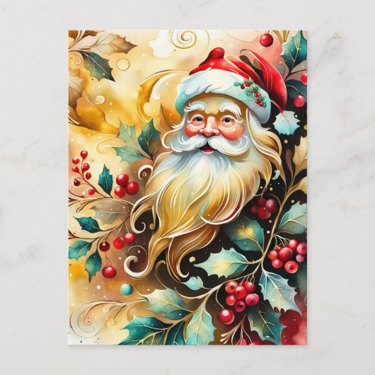 Portret van de kerstman feestdagenkaart (Voorkant)