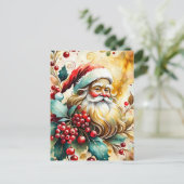 Portret van de kerstman feestdagenkaart (Staand voorkant)
