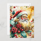 Portret van de kerstman feestdagenkaart (Voorkant / Achterkant)