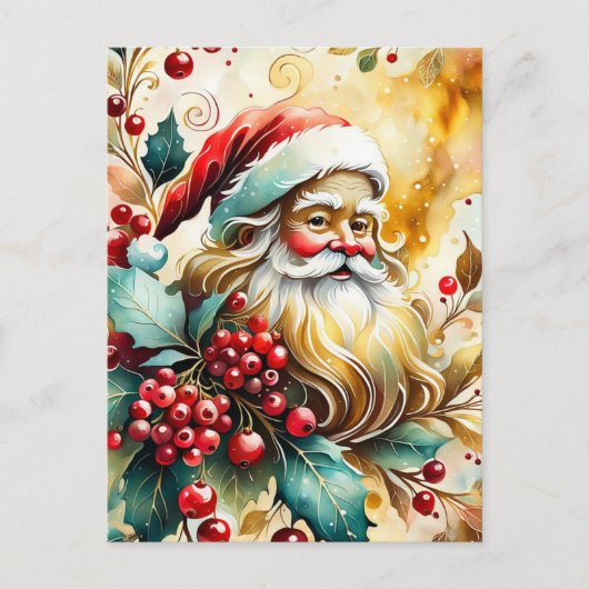 Portret van de kerstman feestdagenkaart (Voorkant)