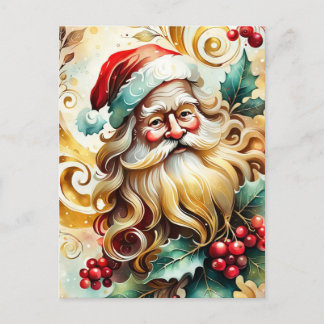 Portret van de kerstman feestdagenkaart