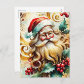 Portret van de kerstman feestdagenkaart (Voorkant / Achterkant)