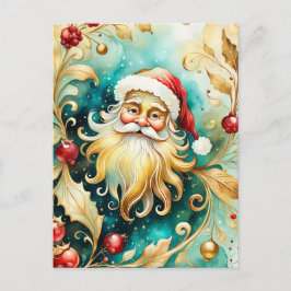 Portret van de kerstman feestdagenkaart