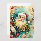 Portret van de kerstman feestdagenkaart (Voorkant / Achterkant)