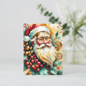 Portret van de kerstman feestdagenkaart (Staand voorkant)