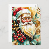 Portret van de kerstman feestdagenkaart (Voorkant / Achterkant)
