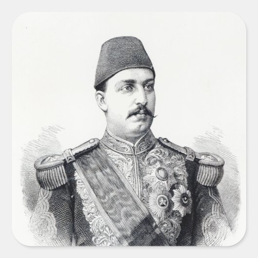 Portret van de Khedive Tawfig Vierkante Sticker (Voorkant)