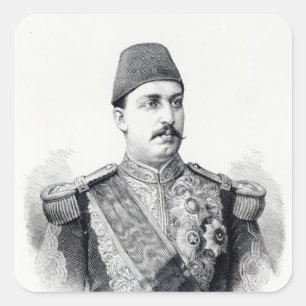 Portret van de Khedive Tawfig Vierkante Sticker