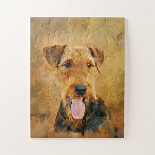 Portret van de kleurrijke Airedale Terrier Legpuzzel (Verticaal)
