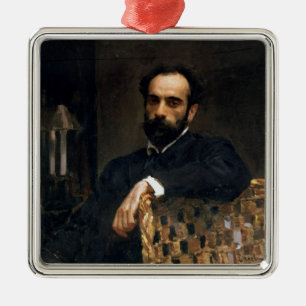 Portret van de kunstenaar Isaak Ilyich Levitan Metalen Ornament