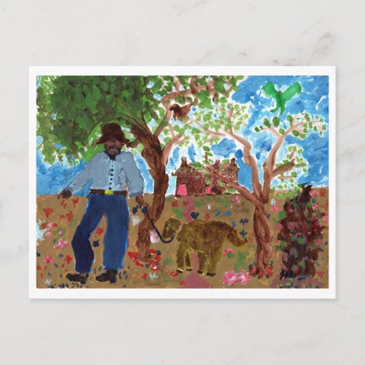 Portret van de kunstenaar met briefkaart (Voorkant)