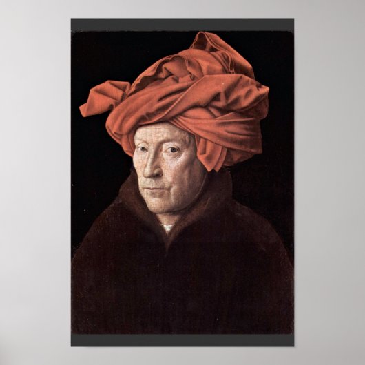 portret van de Man met de turban door eyck Jan Poster (Voorkant)