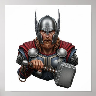 Portret van de Noorse god Thor Poster