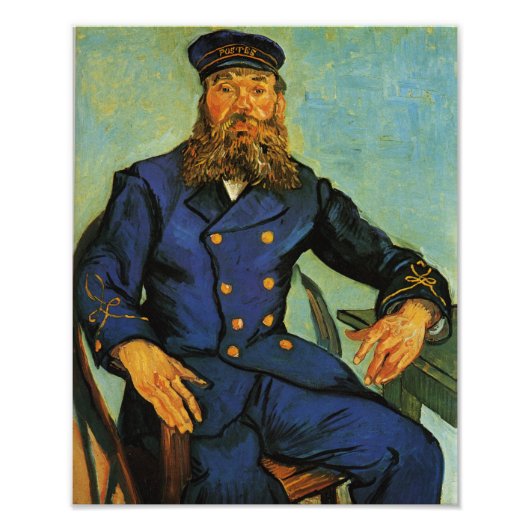 Portret van de Postman Joseph Roulin - Van Gogh Foto Afdruk (Voorkant)