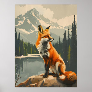 Portret van de Rode Fox Poster