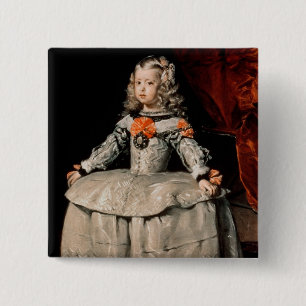 Portret van de vijf jaar Infanta Margarita Vierkante Button 5,1 Cm