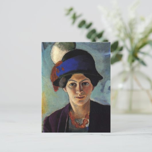 Portret van de vrouw van de kunstenaar door August Briefkaart (Staand voorkant)