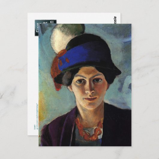 Portret van de vrouw van de kunstenaar door August Briefkaart (Voorkant / Achterkant)