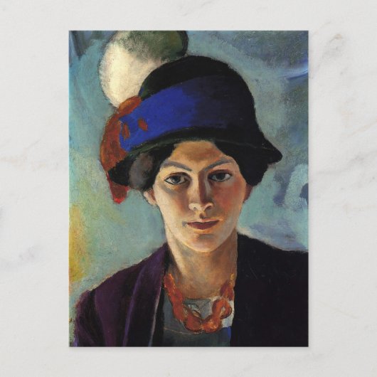 Portret van de vrouw van de kunstenaar door August Briefkaart (Voorkant)