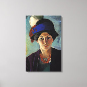 portret van de vrouw van de kunstenaar met een Pe Canvas Afdruk