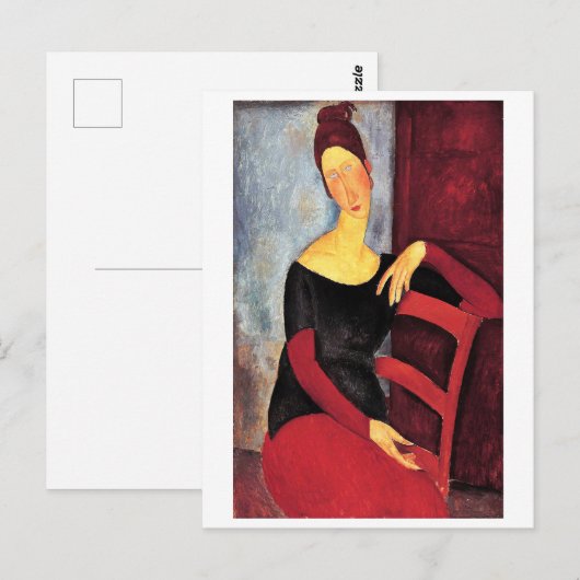 Portret van de vrouw van de kunstenaar, Modigliani Briefkaart (Voorkant / Achterkant)