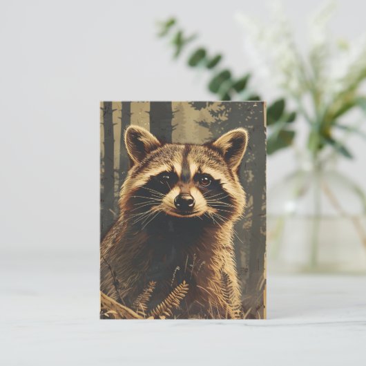  portret van de wasbeer briefkaart (Staand voorkant)