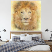 Portret van de Waterverf van het Afrikaanse Lion W Canvas Afdruk (Insitu (Slaapkamer))