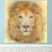 Portret van de Waterverf van het Afrikaanse Lion W Canvas Afdruk (Insitu (Houten vloer))