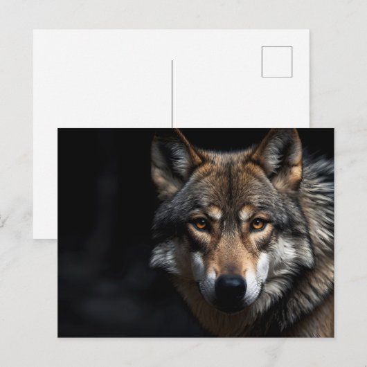 Portret van de wolf briefkaart (Voorkant / Achterkant)