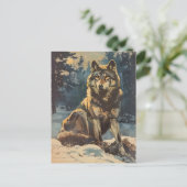 portret van de wolf briefkaart (Staand voorkant)