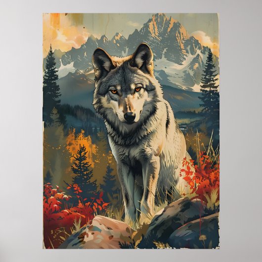 portret van de wolf poster (Voorkant)