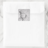 Portret van Desiderius Erasmus 1520 Vierkante Sticker (Tas)