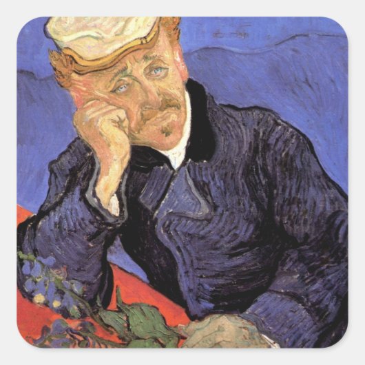 Portret van Doctor Gachet door Vincent van Gogh Vierkante Sticker (Voorkant)